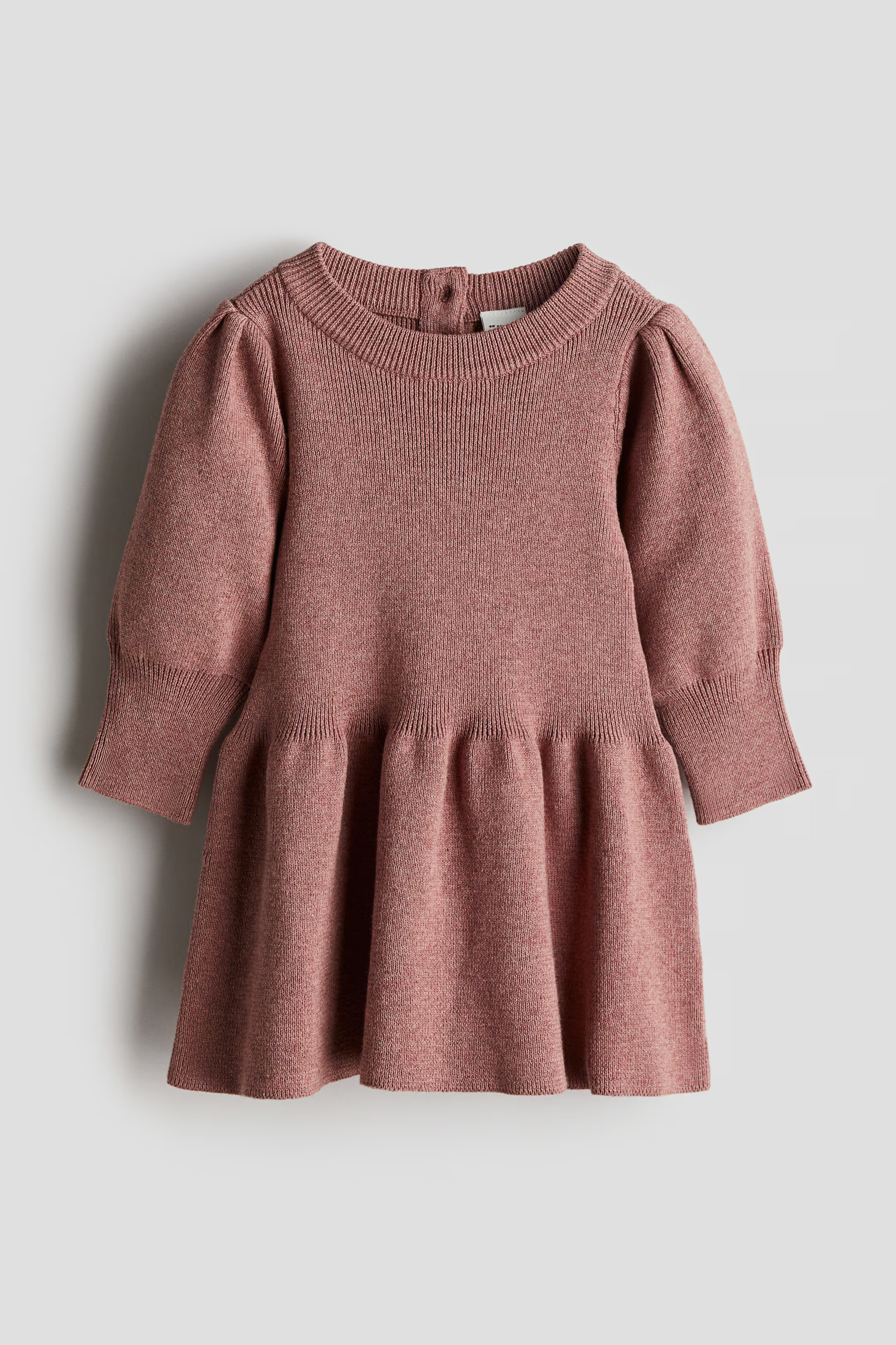 Fine-knit Cotton Dress - Round Neck - Long sleeve - Dark dusty pink - Kids | H&M US | H&M (US + CA)