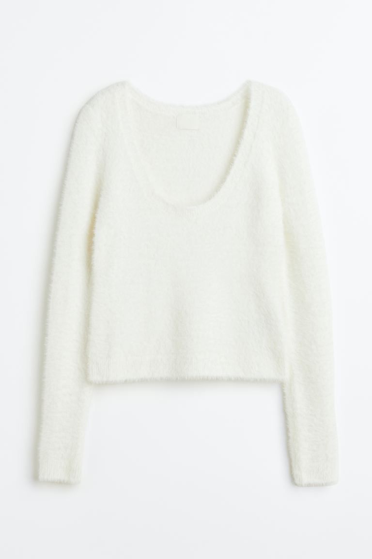 Fluffy-knit jumper - White - Ladies | H&M GB | H&M (UK, MY, IN, SG, PH, TW, HK)