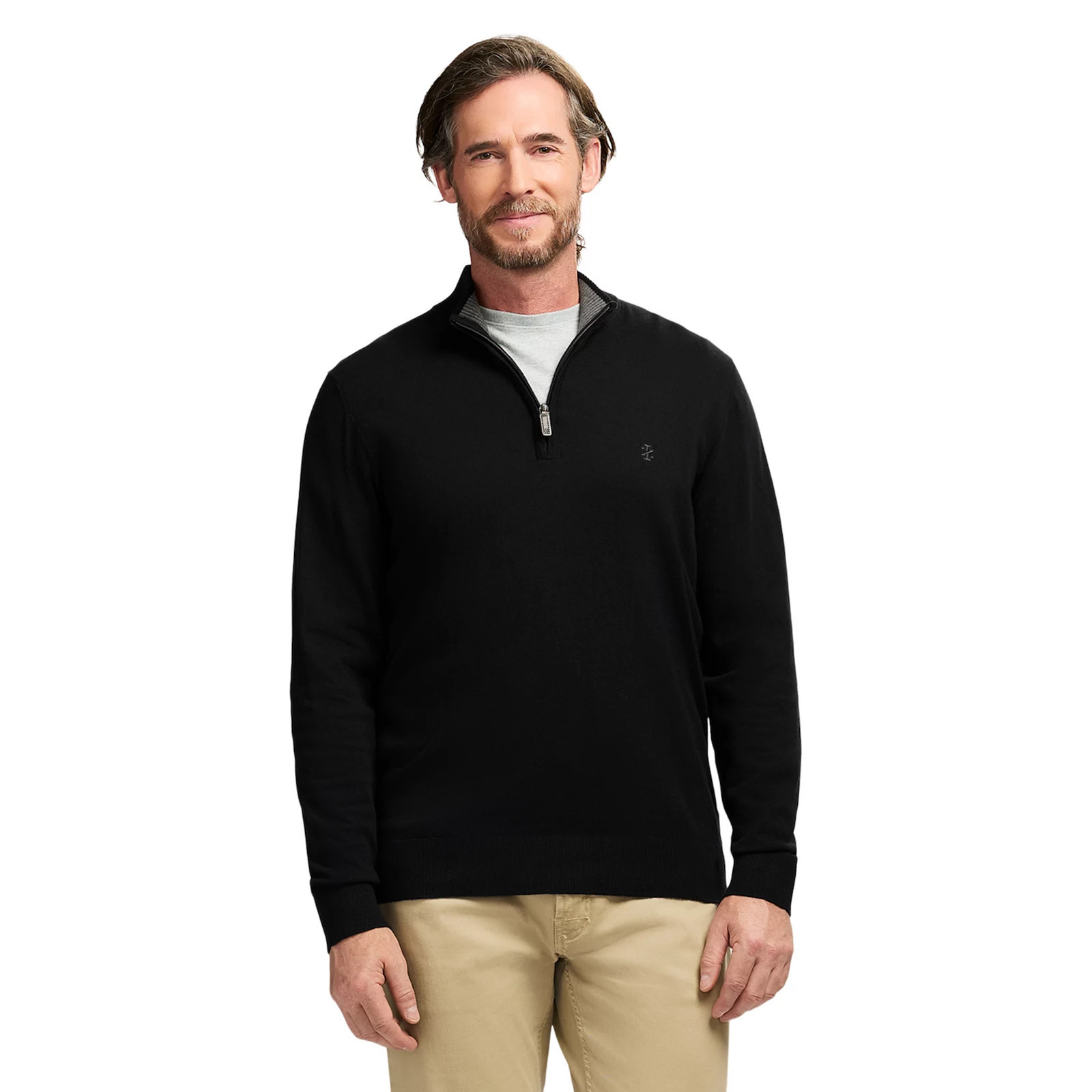 Men's IZOD 12-Gauge Quarter Zip Sweater, Size: XL, Black | Kohl's