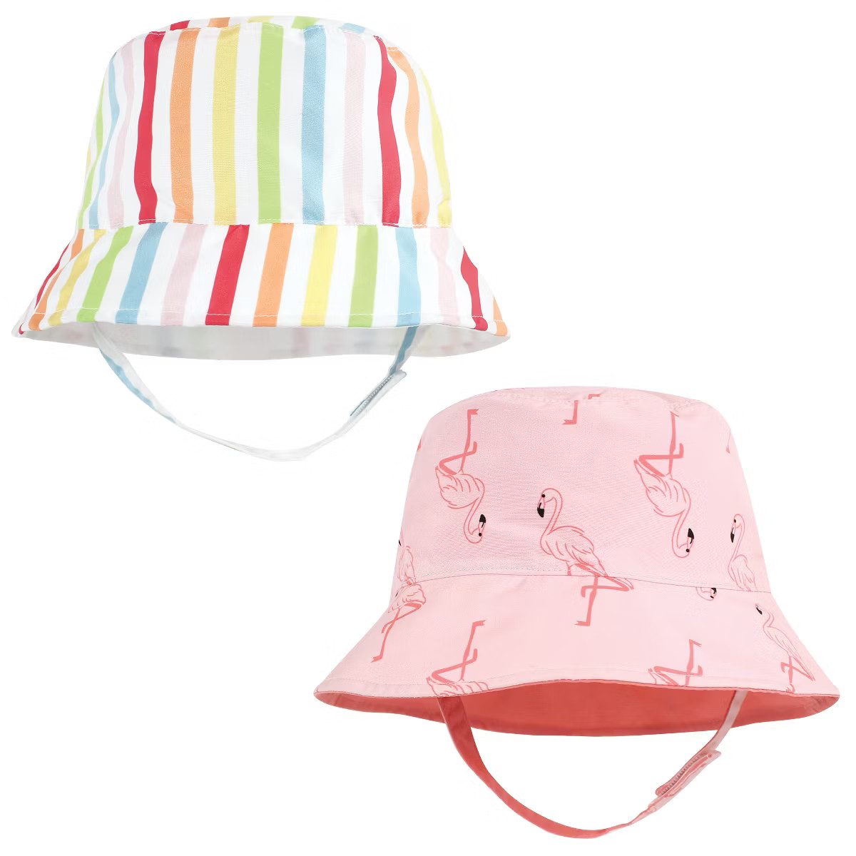 Hudson Baby Infant Girl Sun Protection Hat, Flamingo Rainbow Stripe | Target