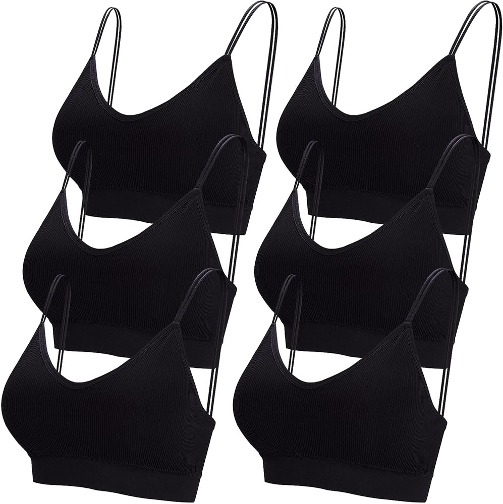 BQTQ 6 Pcs V Neck Bralettes for Women Padded Bralette with Straps Seamless Bra | Amazon (US)