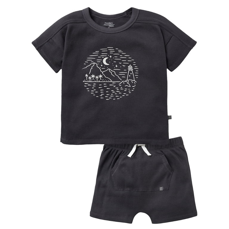 Modern Moments by Gerber Toddler Boy Organic Top and Shorts Outfit Set, Sizes 12M-5T | Walmart (US)