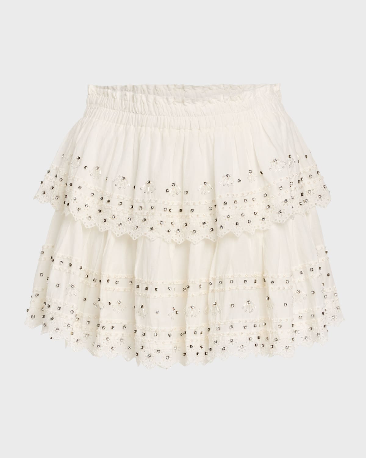 Embellished Ruffle Mini Skirt | Neiman Marcus