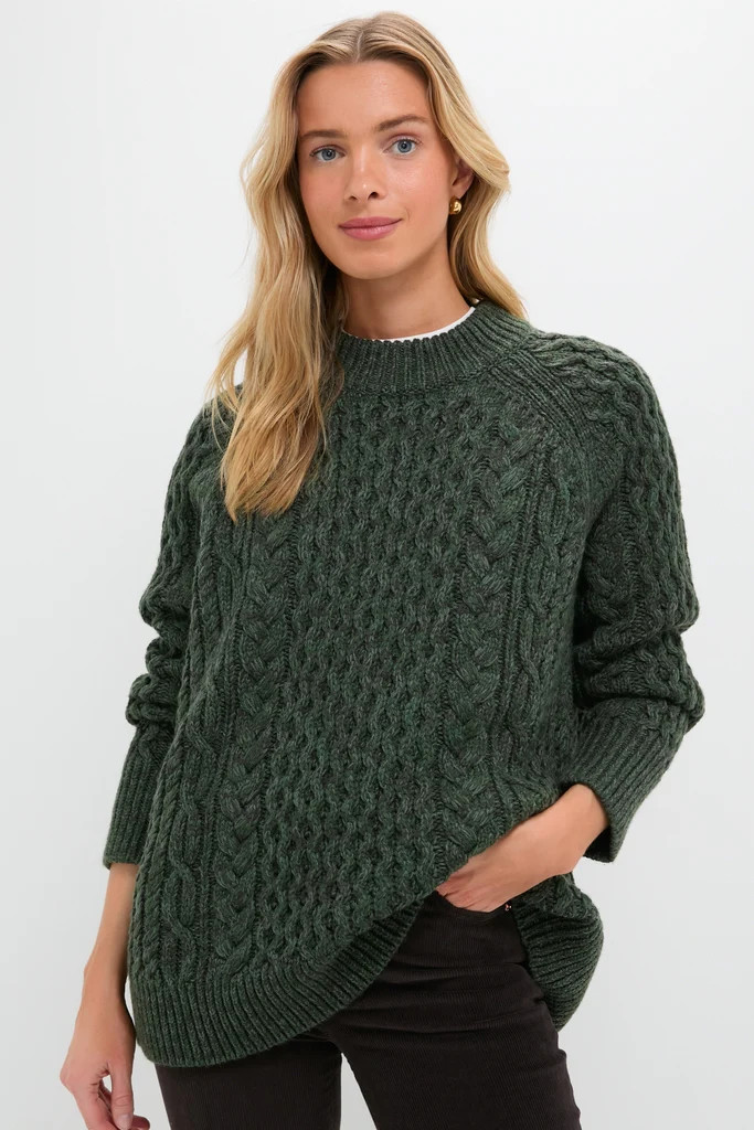 Hunter Green Galway Fisherman Sweater | Tuckernuck (US)