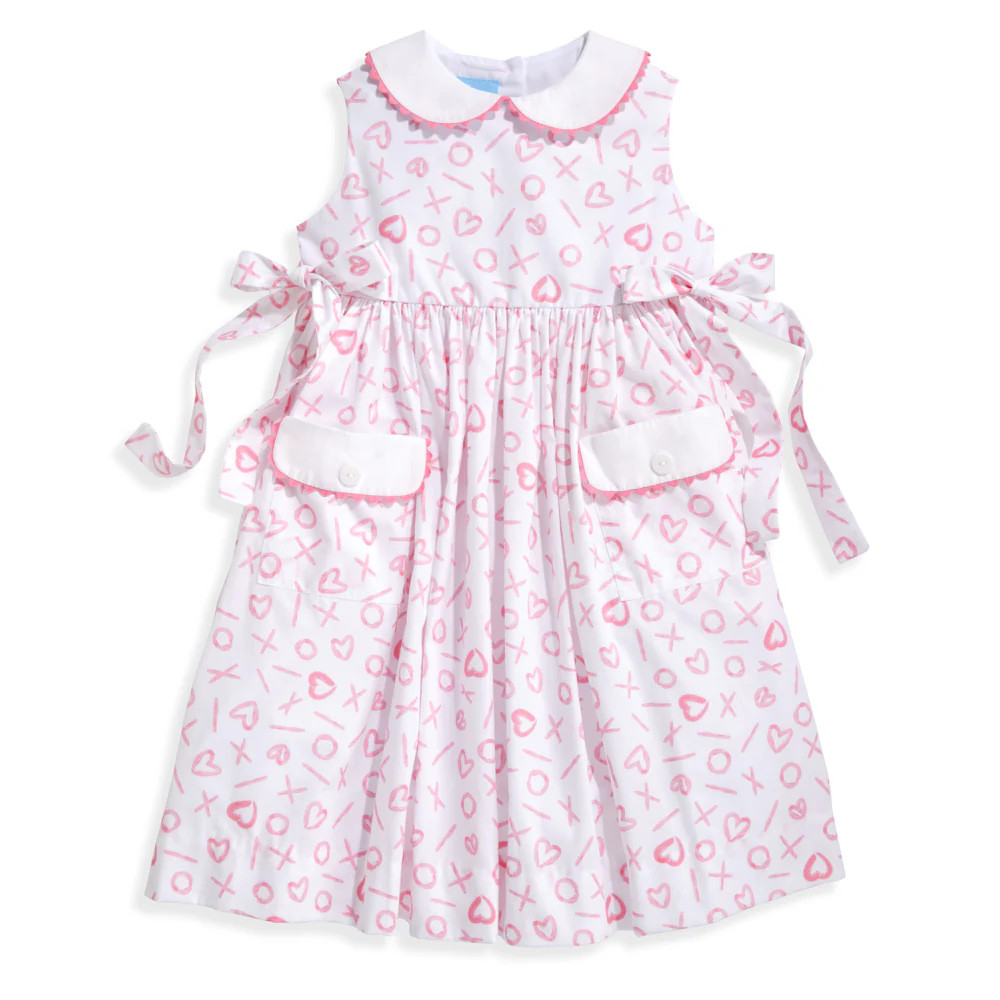 Pink XO Printed Peter Pan Sundress with Pockets | bella bliss 
