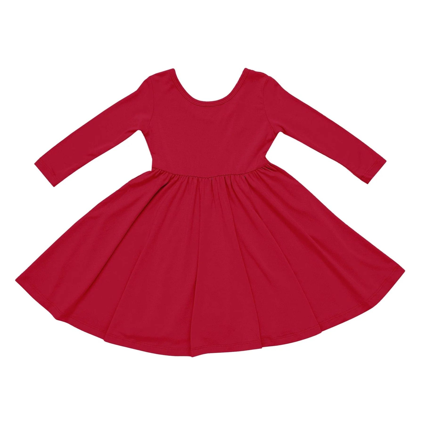 Long Sleeve Twirl Dress in Cardinal | Kyte BABY