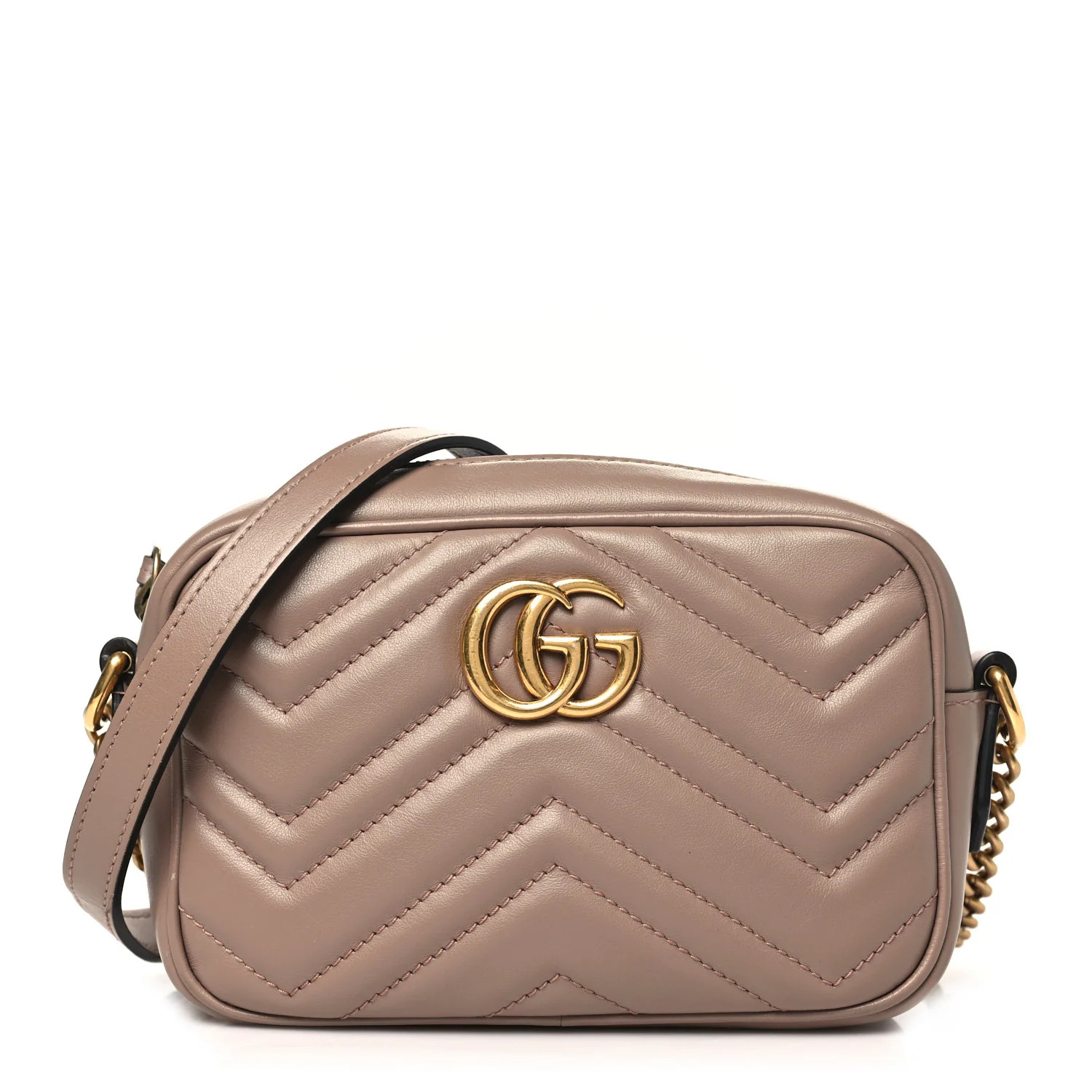 Gucci Calfskin Matelasse Mini GG Marmont Chain Shoulder Bag Porcelain Rose | FASHIONPHILE (US)