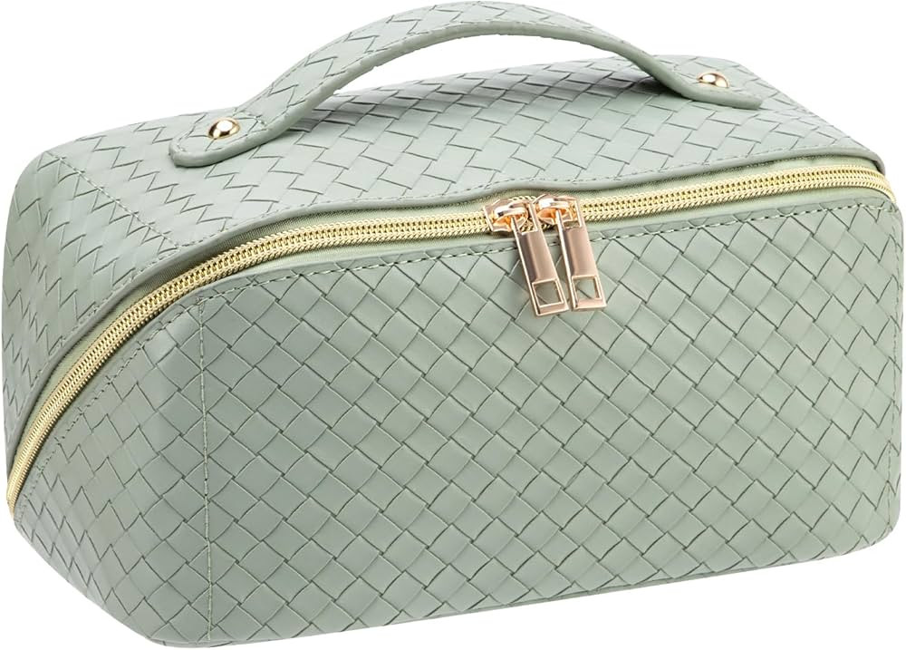 Large Capacity Travel Cosmetic Bag, Toiletry Bag, Women Portable Makeup Bag Opens Flat for Easy A... | Amazon (US)