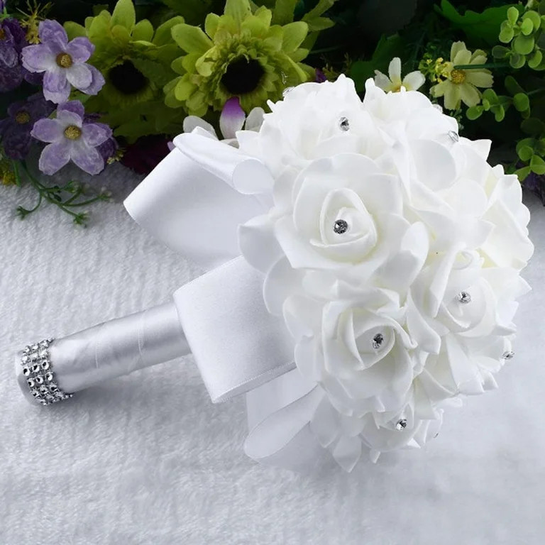 Clearance Under $3 FNGZ Artificial Flowers for Brides and Bridesmaids,Crystal Roses Bridesmaid We... | Walmart (US)