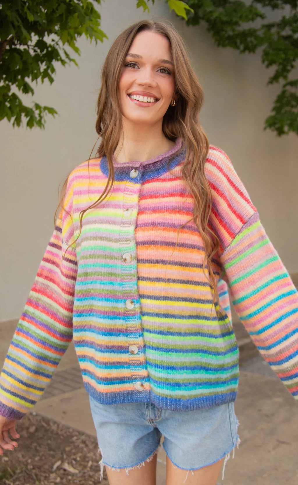 in the clouds striped cardigan - sky purple | RIFFRAFF