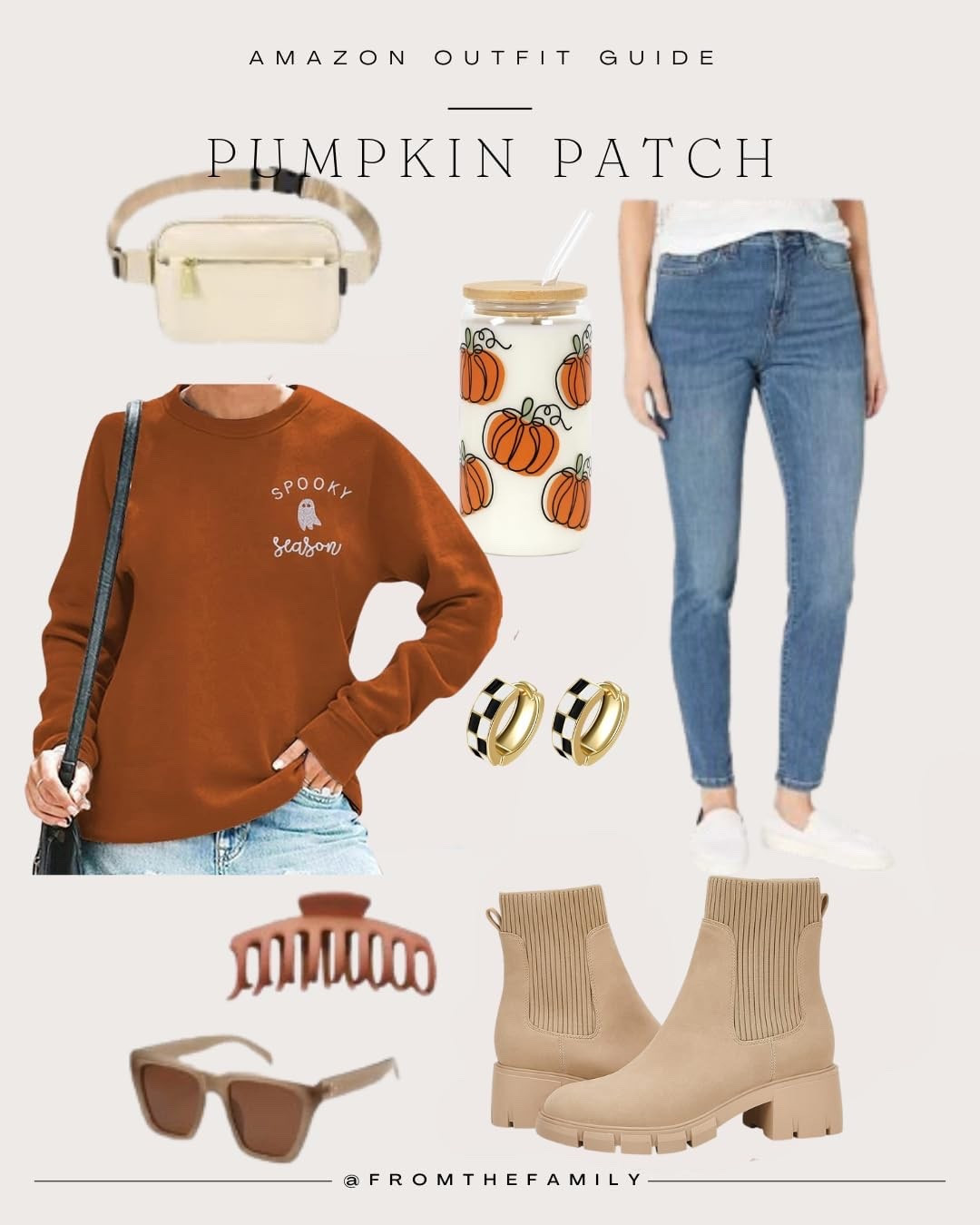 Pumpkin patch season is here and Amazon has everything you need for the perfect fall outfit 🍂🧡 I paired this cozy “Spooky Season” sweatshirt with classic high-waisted jeans and neutral Chelsea boots — comfy enough for chasing kids around but still stylish for photos. A cream belt bag keeps hands free for cider and pumpkins, while chic sunglasses and a claw clip add that effortless mom-on-the-go vibe. Don’t forget statement earrings for a pop of fun and the cutest pumpkin glass for all your fall drinks. This look is easy, practical, and perfect for crisp autumn days spent outdoors.

Amazon fall outfit, pumpkin patch outfit, spooky season sweatshirt, neutral Chelsea boots, Amazon fashion finds, cozy fall style, fall mom outfit, autumn outfit guide, Amazon accessories, casual fall outfit

#LTKSeasonal #LTKFallSale #LTKHalloween