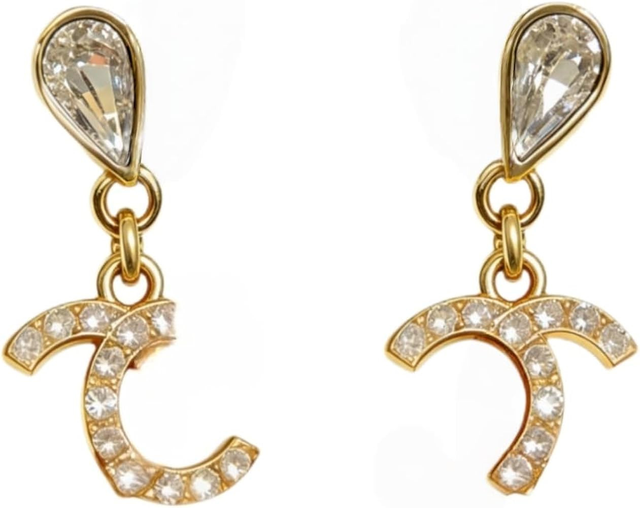 Crystal Heart Stud Drop Earrings, Charm, Rhinestone Embellished, Gold and Silver Tone. | Amazon (US)