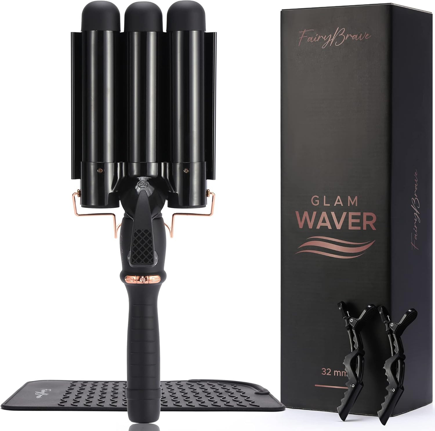 Large 3 Barrel Curling Iron, Triple Hair Waver & Crimper Wand for Beach Waves, Ceramic Tourmaline... | Amazon (US)