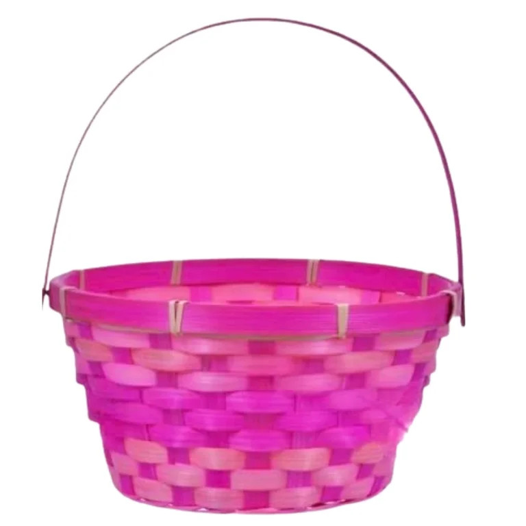 JD Easter Woven Bamboo Basket Pink with Hinged Handles with Easter Grass for Kids Easter Egg Hunt... | Walmart (US)