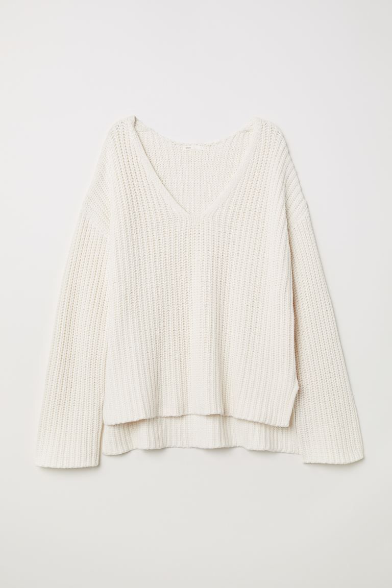 Rib-knit Sweater - White - Ladies | H&M US | H&M (US + CA)