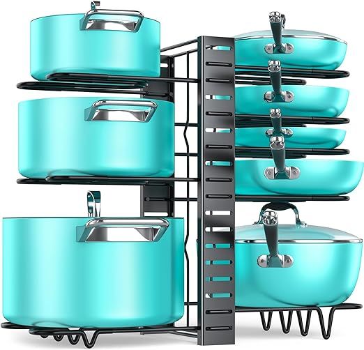 MUDEELA Pots and Pans Organizer Rack under Cabinet with 3 DIY Methods, Adjustable Pot Pan Rack wi... | Amazon (US)