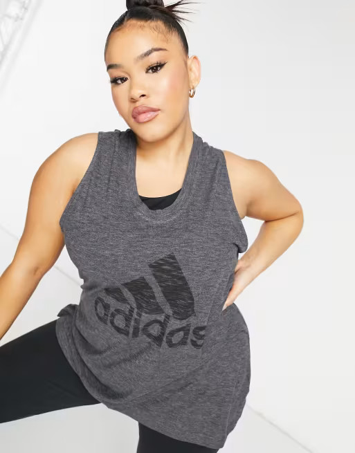 adidas Training plus winners tank in light gray | ASOS (Global)