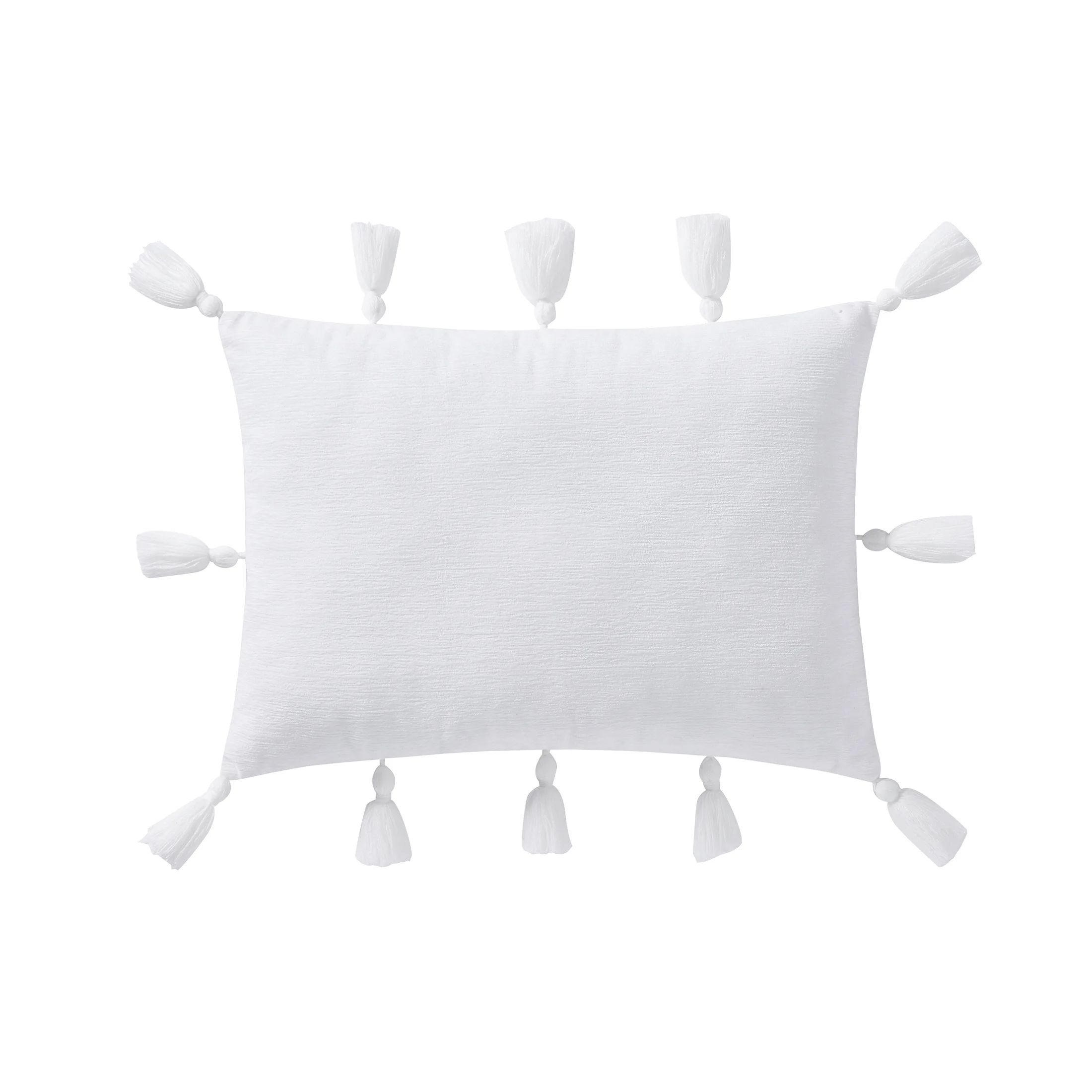 My Texas House 14" x 20" Samantha White Chenille Tassel Decorative Pillow | Walmart (US)