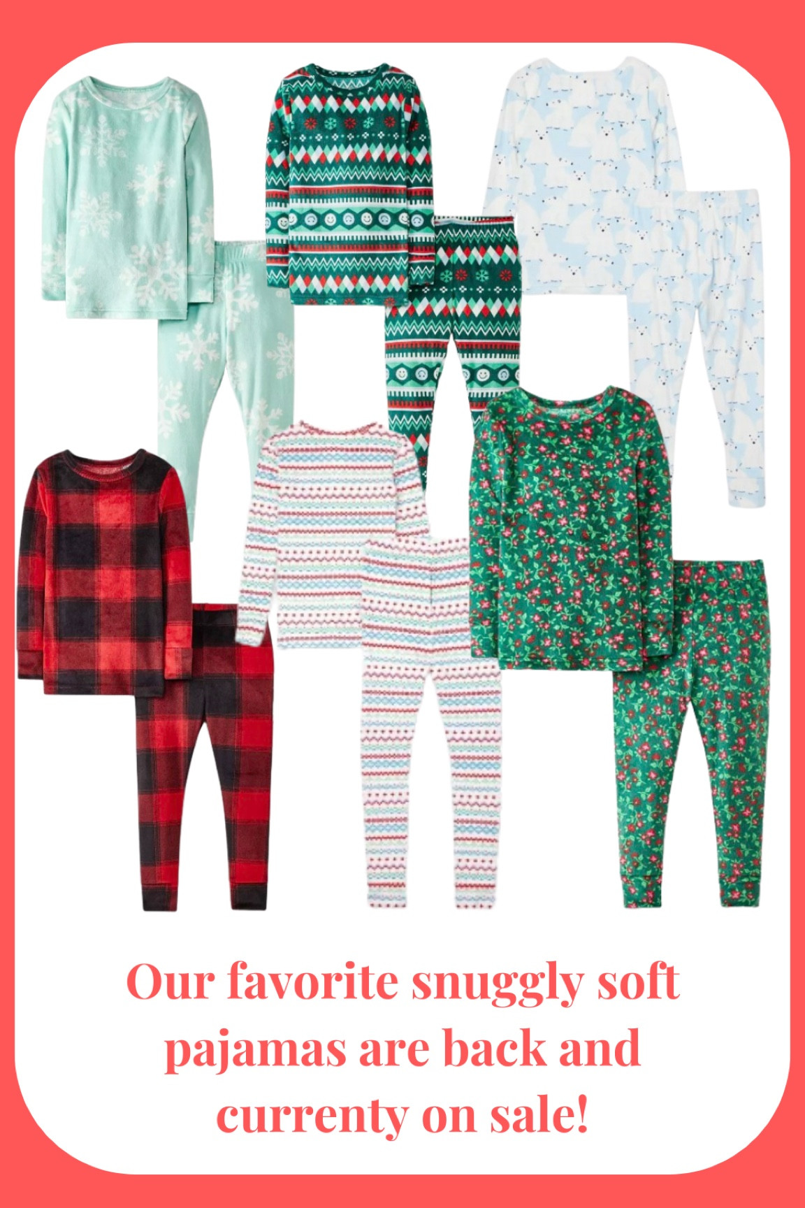 These Snuggly Soft pajamas from Cat & Jack target are my kids’ winter favorites. They’re snug but super cozy — and I love them because they’re incredibly inexpensive, making family matching easy and affordable! Currently on sale so grab them now — they do sell out of sizes during the season! 

#LTKFamily #LTKHoliday #LTKKids