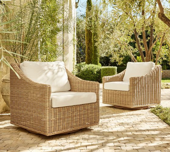 Huntington Slim Slope Arm Swivel Outdoor Lounge Chair | Pottery Barn (US)