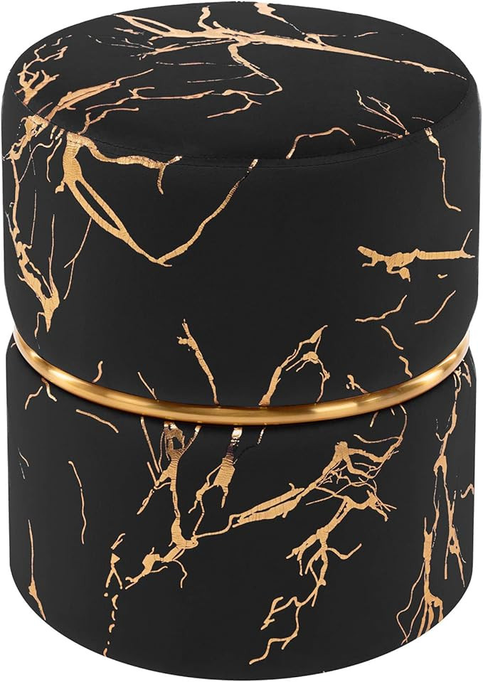 Duhome Modern Round Velvet Ottoman Footrest Vanity Stool Bronzed Fabrics Padded Stool for Living Roo | Amazon (US)