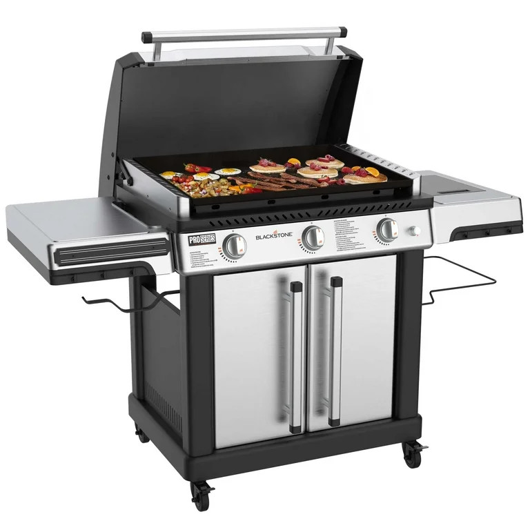 Blackstone ProSeries Outdoor Griddle, 3-Burner 28” Propane Flat Top Grill with Cabinet, Stainle... | Walmart (US)
