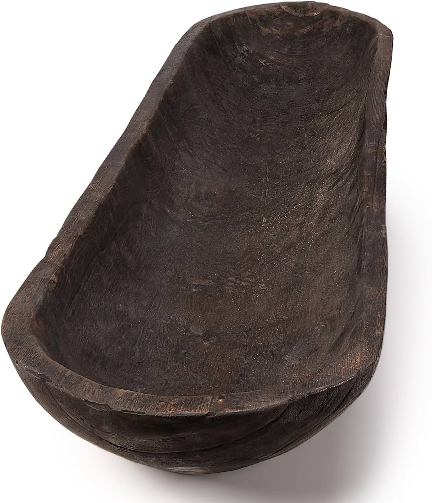 TORMAYS HOME Dough Bowl Wooden Bowls 41 * 11.5 * 4.7inch Rustic Black Wood Long Larger Dough Bowl... | Amazon (US)