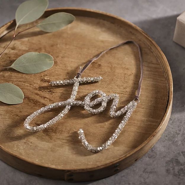 Silver Beaded Joy Decoration – 11.5cm | The White Company (UK)