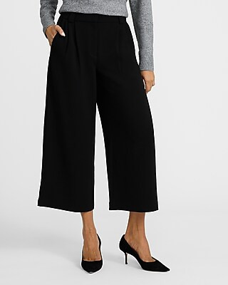 Signature Crepe High Waisted Cropped Relaxed Trouser | Express