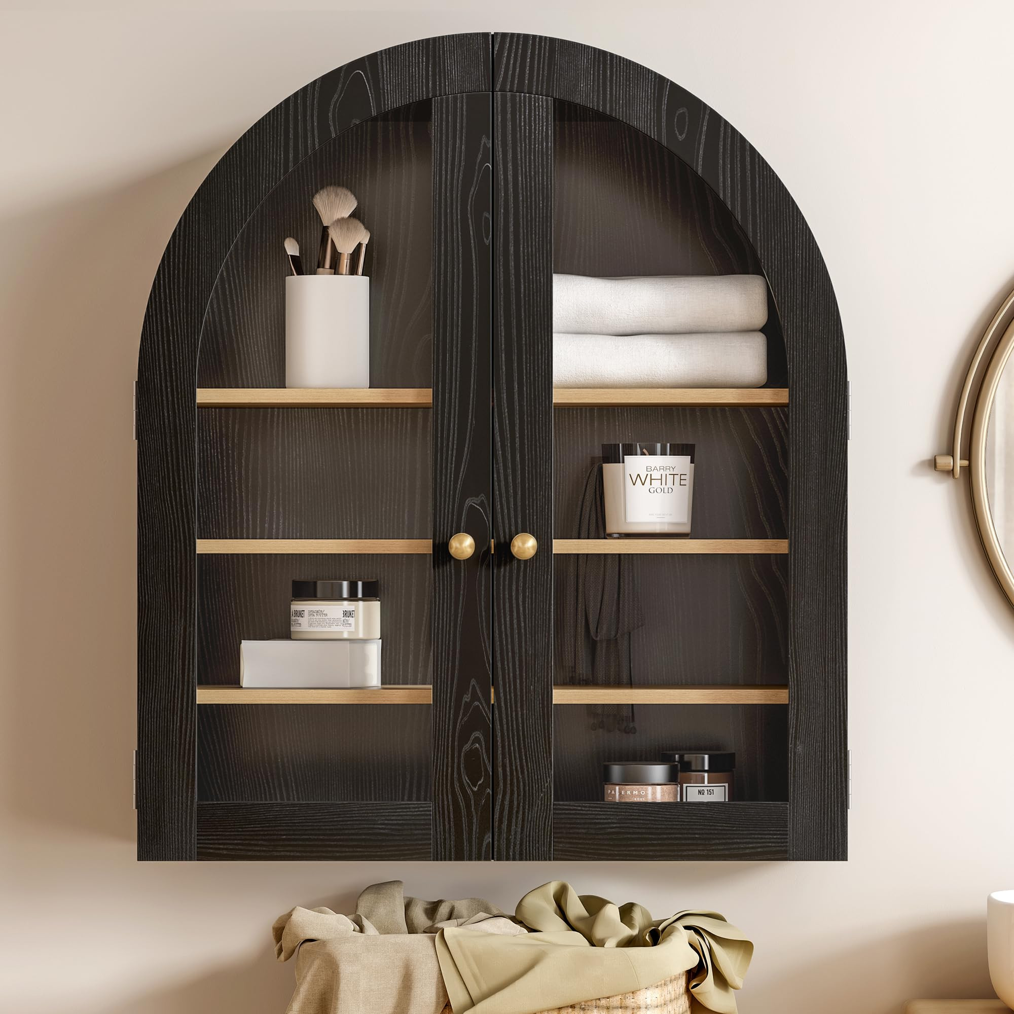 Modern Arched Wall Cabinet, Large Medicine Wall Mounted Cupboard, Farmhouse Bathroom Storage Cabi... | Amazon (US)