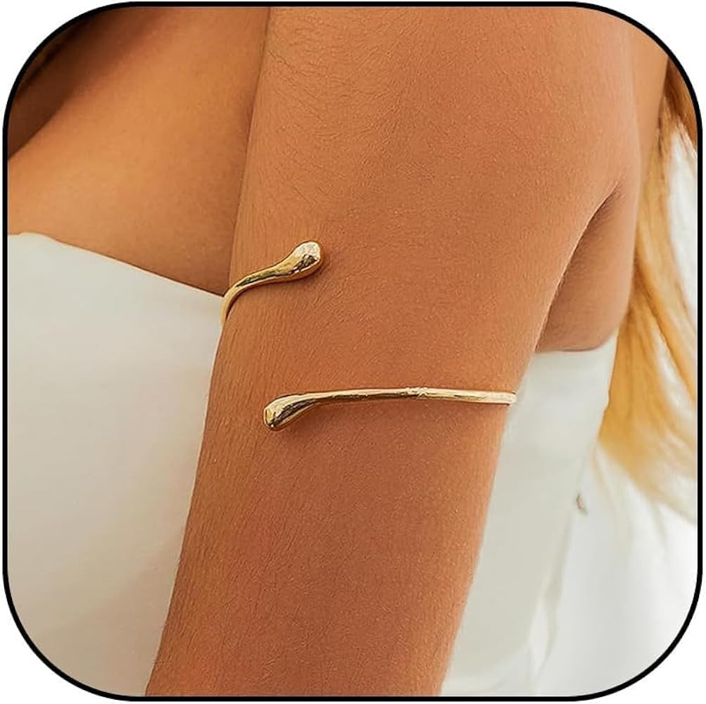 Long tiantian Gold Arm Cuff for Women Gold Upper Arm Cuff Bracelet Jewelry Gold Bangles for Women... | Amazon (US)