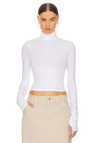 Helsa Jersey Long Sleeve Turtleneck in White from Revolve.com | Revolve Clothing (Global)