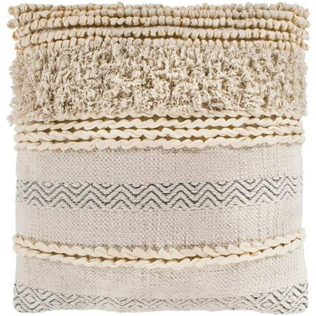 Surya HNA002-1818 18 x 18 in. Helena Hand Woven Pillow Cover, Beige, Cream & Charcoal | Walmart (US)