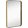 Hamilton Hills Contemporary Brushed Metal Wall Mirror | Glass Panel Gold Framed Rounded Corner De... | Amazon (US)