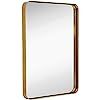 Hamilton Hills Contemporary Brushed Metal Wall Mirror | Glass Panel Gold Framed Rounded Corner De... | Amazon (US)