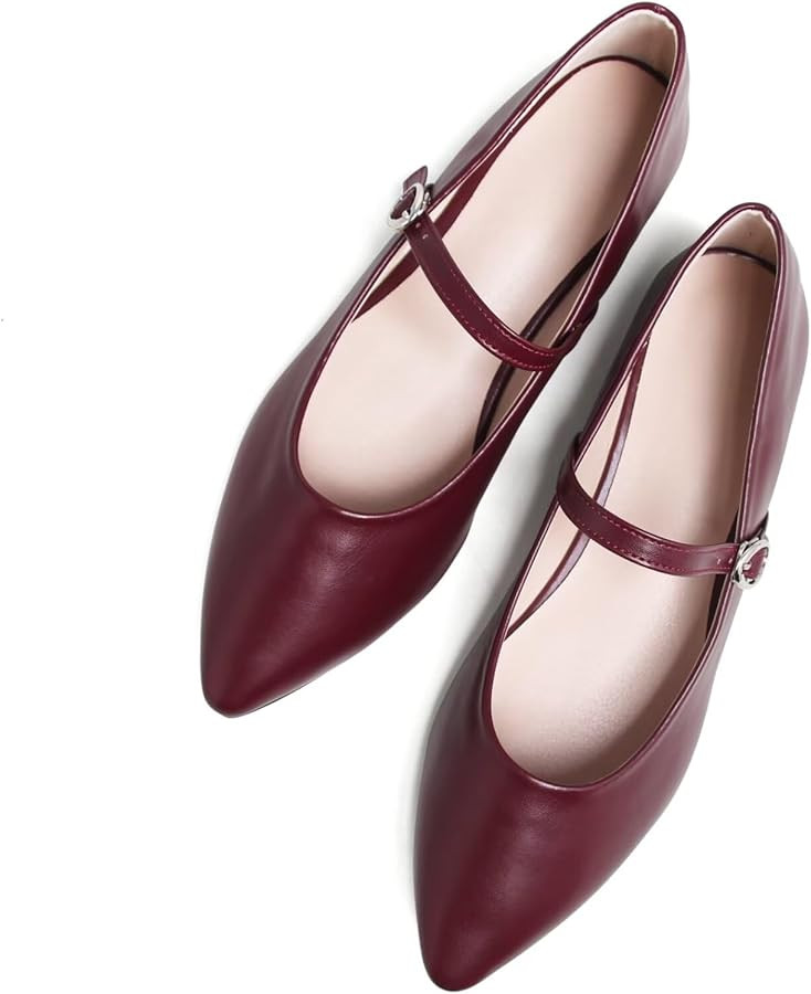 TN TANGNEST Leather Flats for Women Comfortable Pointy Toe Slip On Flats Soft Work Flats Retro Ma... | Amazon (US)