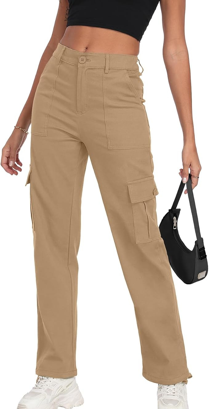 Women's High Waisted Cargo Pants Baggy Y2K Streetwear Stretchy Pants with 6 Pockets Ankle Drawstr... | Amazon (US)