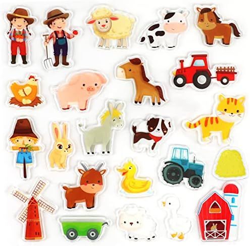 Farm Animals Thick Gel Clings Farm Window Gel Clings Decals Stickers for Kids Toddlers and Adults... | Amazon (US)