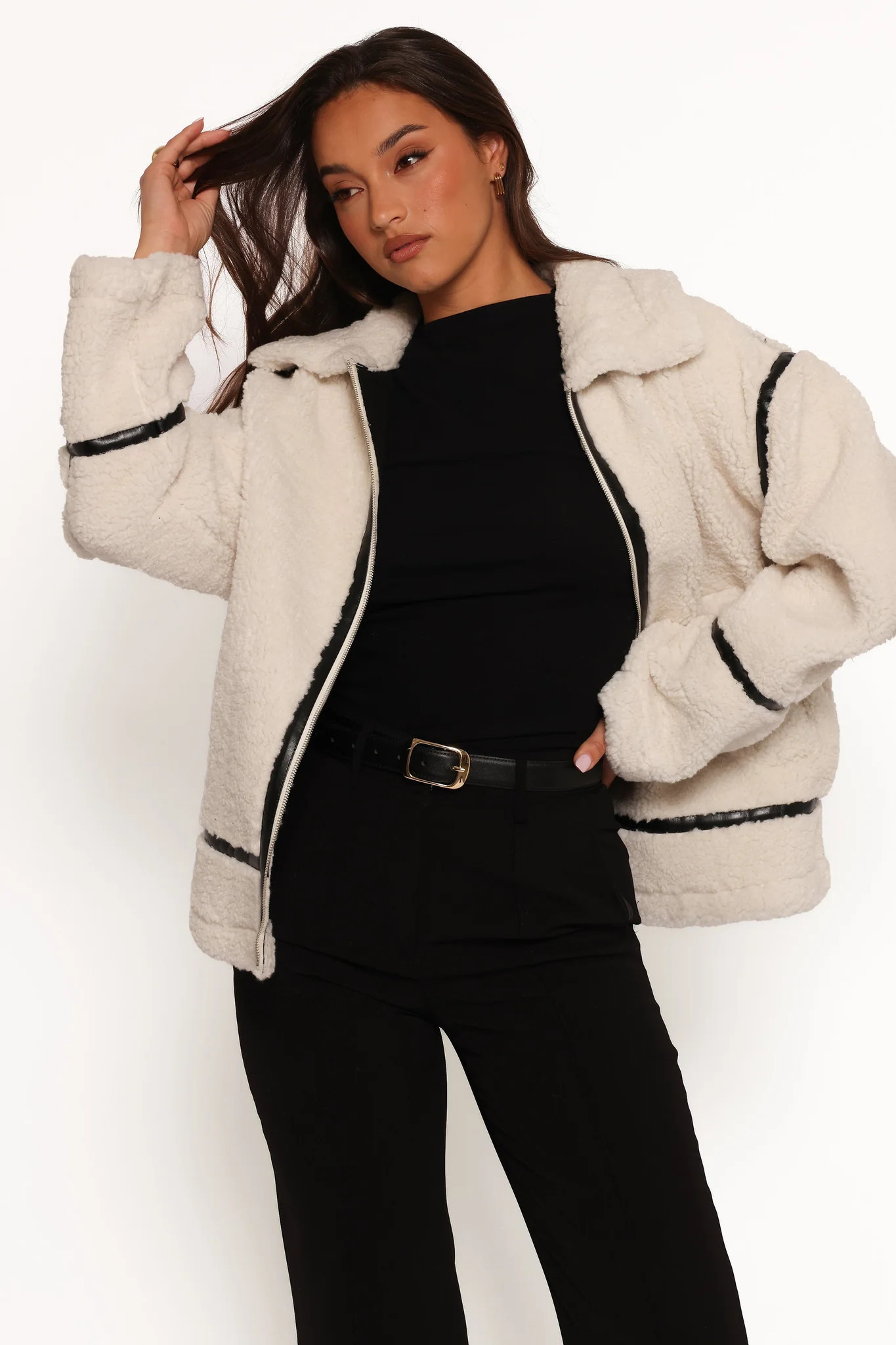 Ricki Faux Sherling Jacket - White | Petal & Pup (US)