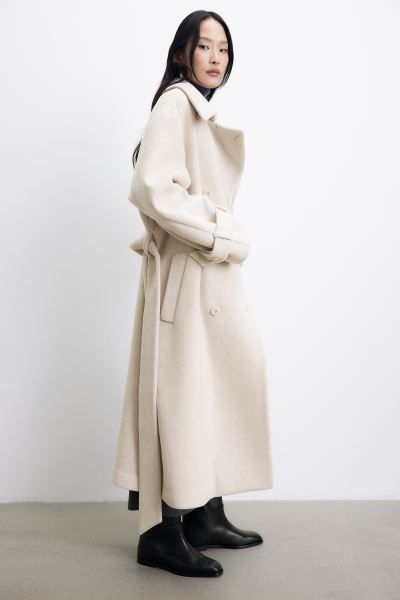 Wool-blend Trench Coat - Light beige - Ladies | H&M US | H&M (US + CA)