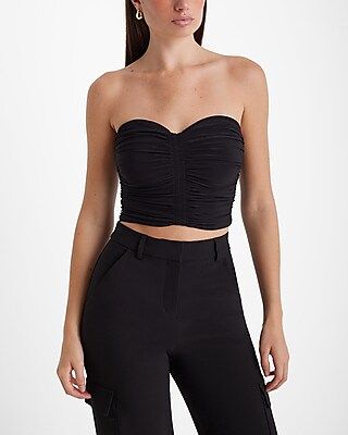 Fitted Sweetheart Neckline Ruched Cropped Tube Top | Express