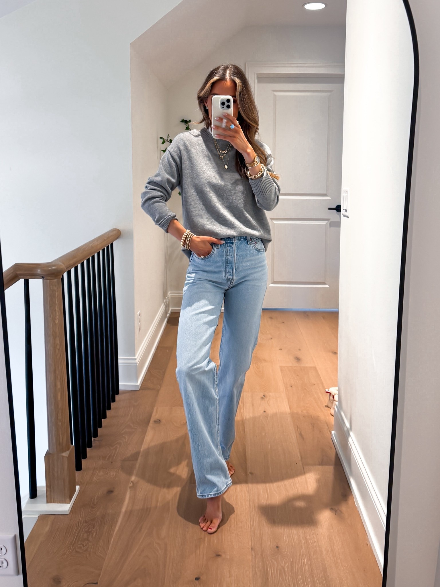 Jeans and sweater fit true to size. Tshirt runs small. Recommend sizing up one or two sizes. (I’m wearing a small). 

#LTKHoliday #LTKFindsUnder100 #LTKSaleAlert