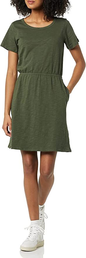 Amazon Essentials Women's Short Sleeve Elastic Waist Cotton Jersey Minidress | Amazon (US)