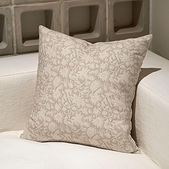 Amor Virisso Throw Pillow Covers 20x20 Floral Pillow Covers Block Print Farmhouse Neutral Pillow ... | Amazon (US)