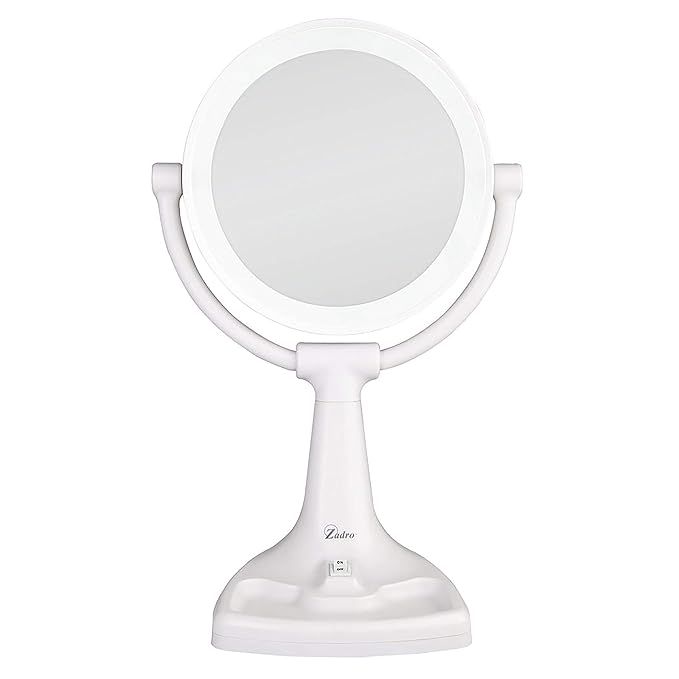 Zadro Max Bright Sunlight Dual Sided Vanity Mirror, White, 10X/1X Magnification | Amazon (US)