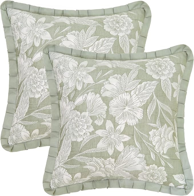 Embroidery Ruffle Trim Throw Pillow Cover Vintage Soft Decorative Luxurious Square Cushion Case f... | Amazon (US)