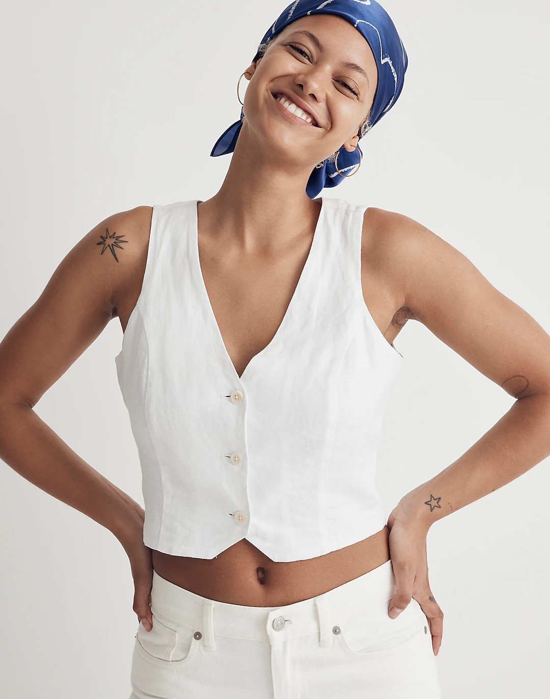 100% Linen Katrina Crop Vest Top | Madewell