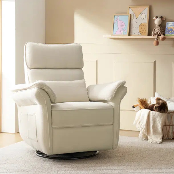 Beckette 41.75" Modern Swivel Glider Nursery Power Recliner with Adjustable Headrest | Wayfair North America