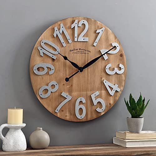 FirsTime & Co. Slat Wood Wall Clock, 22.5", Tan | Amazon (US)