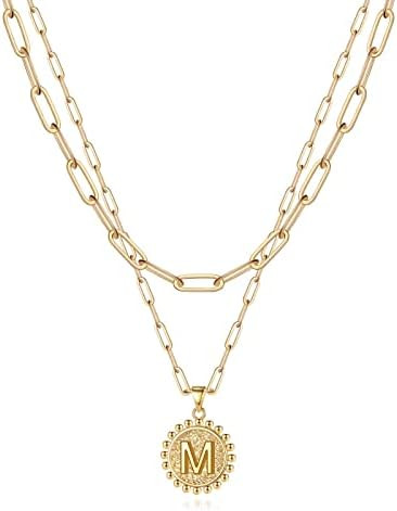 Yoosteel Easter Basket Stuffers Layered Initial Necklaces for Women Gifts - 14K Gold Plated Daint... | Amazon (US)